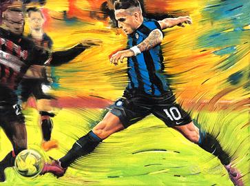 Lautaro Martinez Inter Champions Stampa Tela 40x30