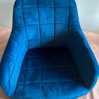 Sedia Poltroncina Velluto Blu Elegante