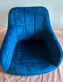 Sedia Poltroncina Velluto Blu Elegante