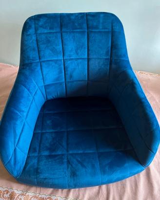 Sedia Poltroncina Velluto Blu Elegante
