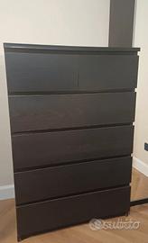 cassettiera MALM NERA MARRONE