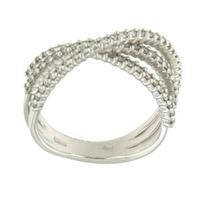 Anello Incrociato in Oro Bianco 18kt e Diamanti