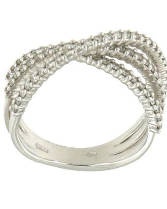  Anello Incrociato in Oro Bianco 18kt e Diamanti