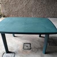 TAVOLO GIARDINO PVC VERDE + BIANCO