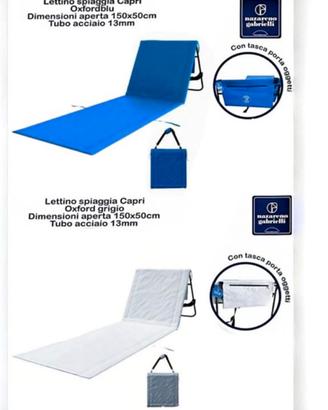 lettino spiaggia Capri con tasca portaoggetti