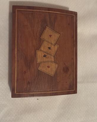Scatola porta fiches Vintage in legno Set Completo