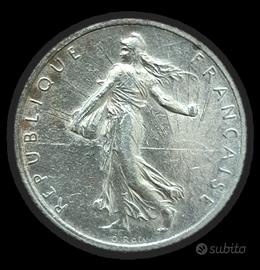 Antica moneta in argento 1 Fr francese 1912