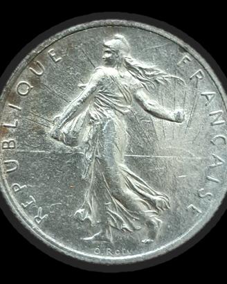 Antica moneta in argento 1 Fr francese 1912