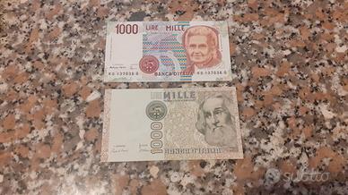 LOTTO  MILLE    2X  BANCONOTE ITALIANE 