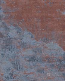 Tappeto texture ad acquerello | Celeste e ruggine