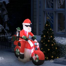 babbo natale su moto gonfiabile con led 160cm