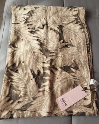 Foulard beige nuna lie foliage e perline