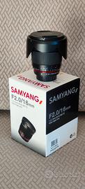 Obbiettivo Samyang 16mm F/ 2.0 per Pentax K