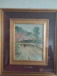 Quadro Dipinto G. Bertè soggetto rurale campagna