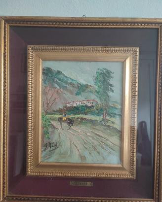 Quadro Dipinto G. Bertè soggetto rurale campagna