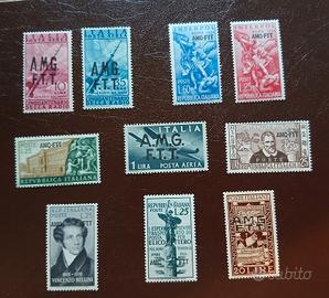 Trieste zona A - 10 francobolli MNH**