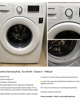 Lavatrice Samsung 8 kg - Eco 40-60 - classe A