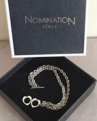 Nomination bracciale doppia catenella e cuori