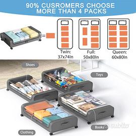 2 Pezzi Contenitori Sottoletto con Ruote