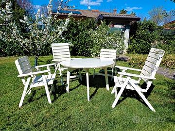 Set da giardino tavolo con 4 sedie e cuscini