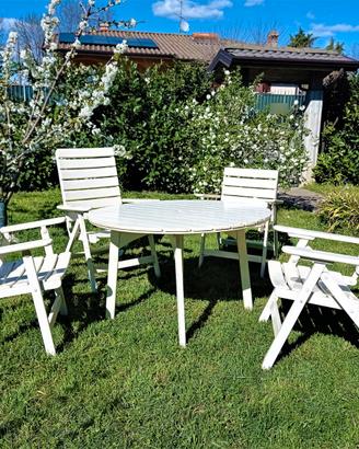 Set da giardino tavolo con 4 sedie e cuscini