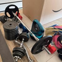 Set dischi ghisa con manubri palestra