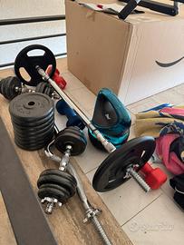 Set dischi ghisa con manubri palestra