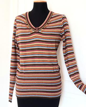 Maglioncino a V D&G  a righe misto lana vintage  L
