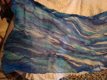 Foulard pareo in pura seta dipinto a mano 