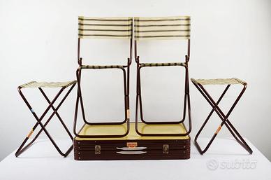 Valigia picnic con 2 sedie e 2 sgabelli