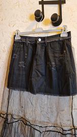 Minigonna in denim e tulle tg M
