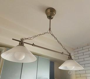Lampadari a sospensione in vetro, acciaio satinato