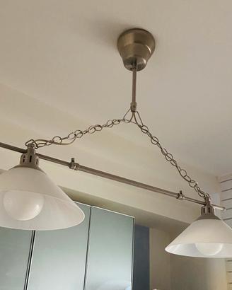 Lampadari a sospensione in vetro, acciaio satinato