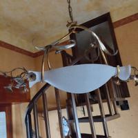 Lampadari caramella in vetro lavorato e ferro batt