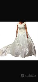 Abito da sposa principessa raso + pizzo perline -