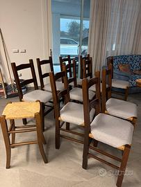 10 sedie in legno/seduta impag. Sgabello omaggio