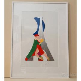 Serigrafia – Marco Lodola– Lovers in Paris – Con C