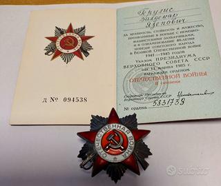 Stella Ordine della Guerra Patriottica e documento