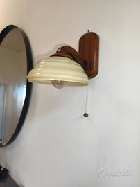 Applique Vintage Anni 60/70 Legno Massello e Vetro