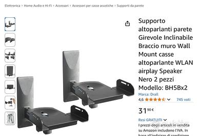 Supporto altoparlanti parete