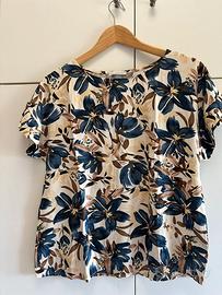 Camicia casacca donna fantasia beige blu marrone