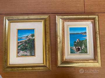 Due quadretti soggetto mare con cornice