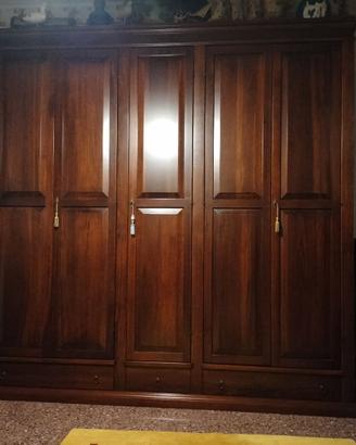 Armadio guardaroba in legno massello tinta noce