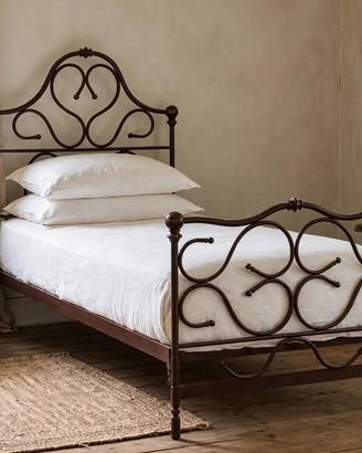 Letto Singolo in Ferro Battuto Antico - a cuori