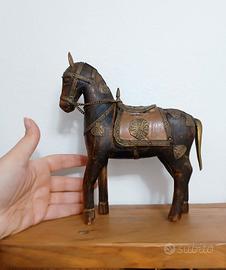 cavallo vintage 20cm legno orientale indiano 
