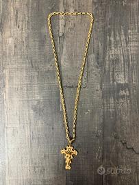 Doppia collana in oro 18kt con crocifisso 50g oro