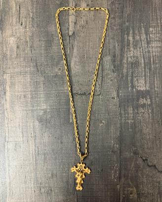 Doppia collana in oro 18kt con crocifisso 50g oro