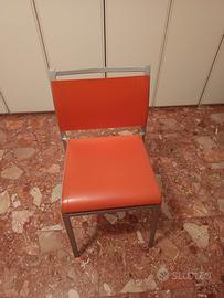 4 sedie  alluminio e similpelle arancione "Meggy"