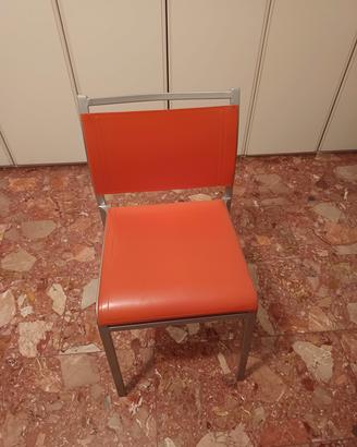 4 sedie  alluminio e similpelle arancione "Meggy"