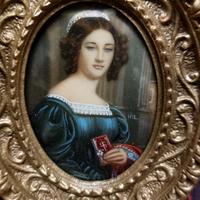 Antica Miniatura Ritratto Dipinto Su Avoriolina